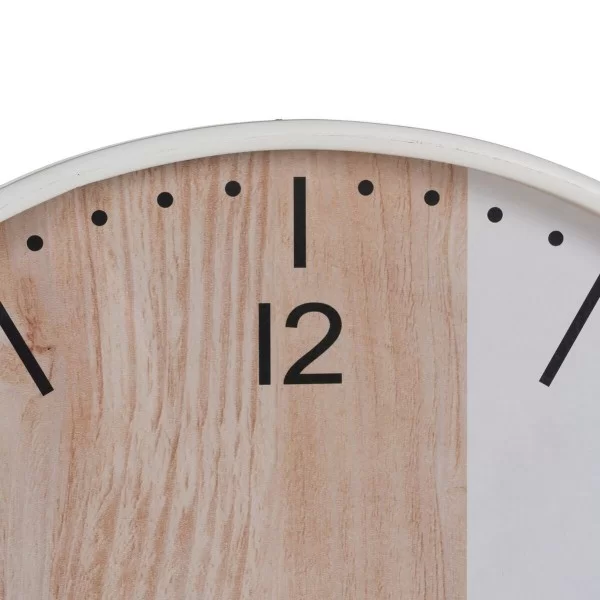 Wall Clock White Natural Wood 60 x 60 x 5,5 cm