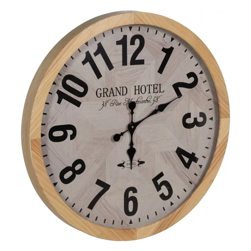 Wall Clock White Natural Wood Crystal 76 x 76 x...