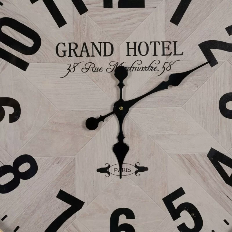 Wall Clock White Natural Wood Crystal 76 x 76 x...