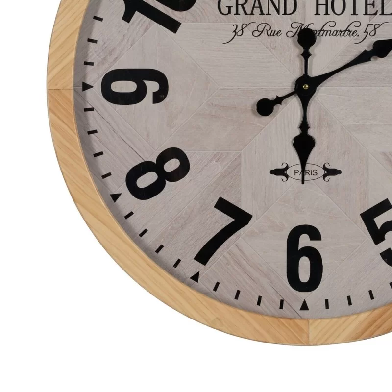 Wall Clock White Natural Wood Crystal 76 x 76 x...