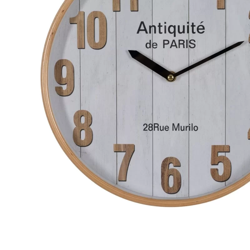 Wall Clock White Natural Wood Crystal 32 x 32 x...