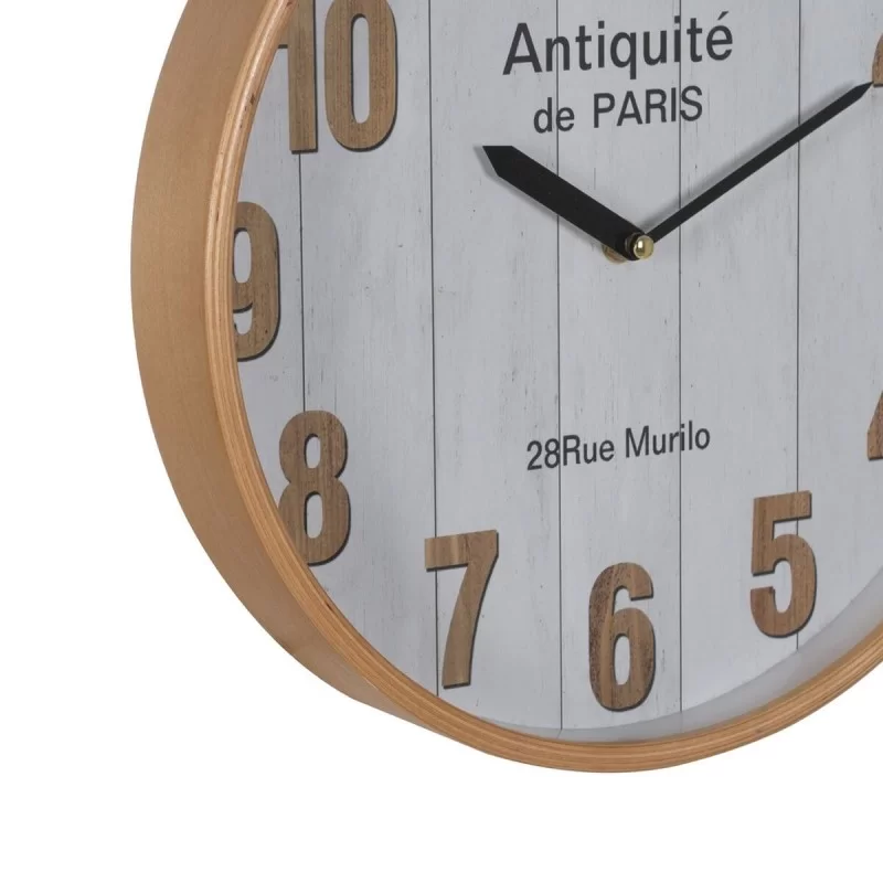 Wall Clock White Natural Wood Crystal 32 x 32 x...