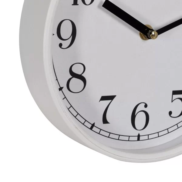 Wall Clock White Wood Crystal 22 x 22 x 4,5 cm