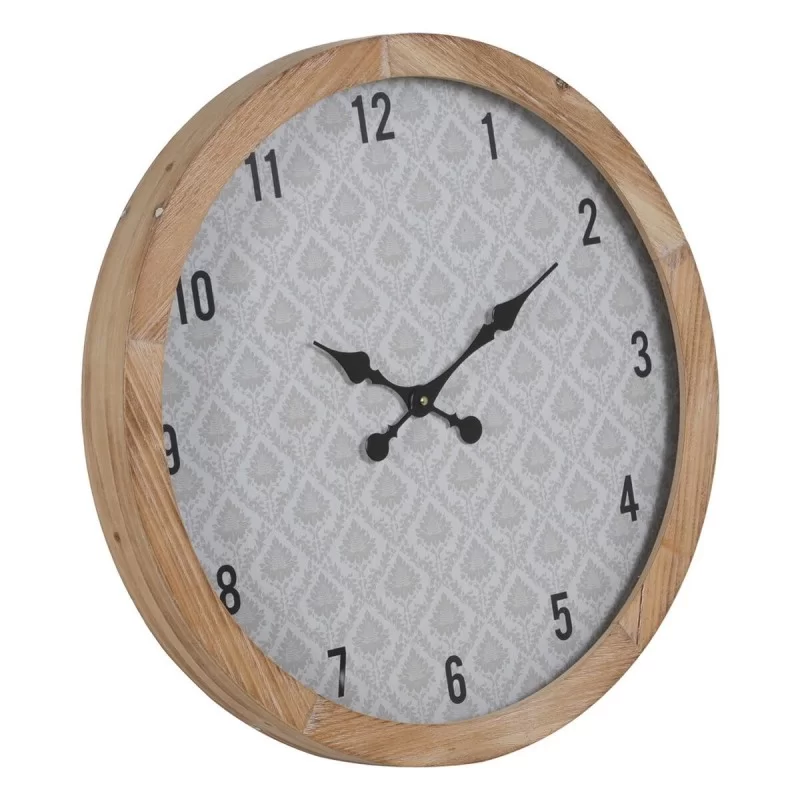 Wall Clock White Natural Wood Crystal 60 x 60 x...