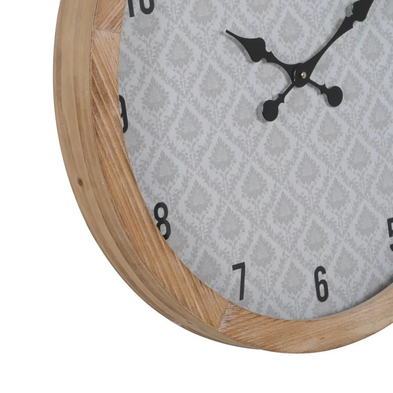 Wall Clock White Natural Wood Crystal 60 x 60 x...