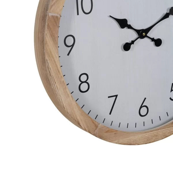 Wall Clock White Wood 60 x 60 x 6,5 cm