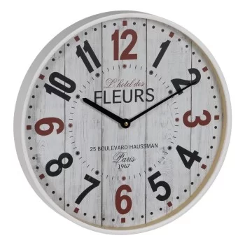 Wall Clock White Wood Crystal 40 x 40 x 4,5 cm 2