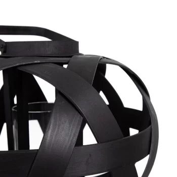 Lantern 35 x 35 x 29 cm Candleholder Black Bamboo 2
