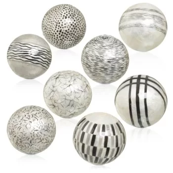 Balls CAPIZ Decoration Black White 10 x 10 x 10 cm (8 Units)