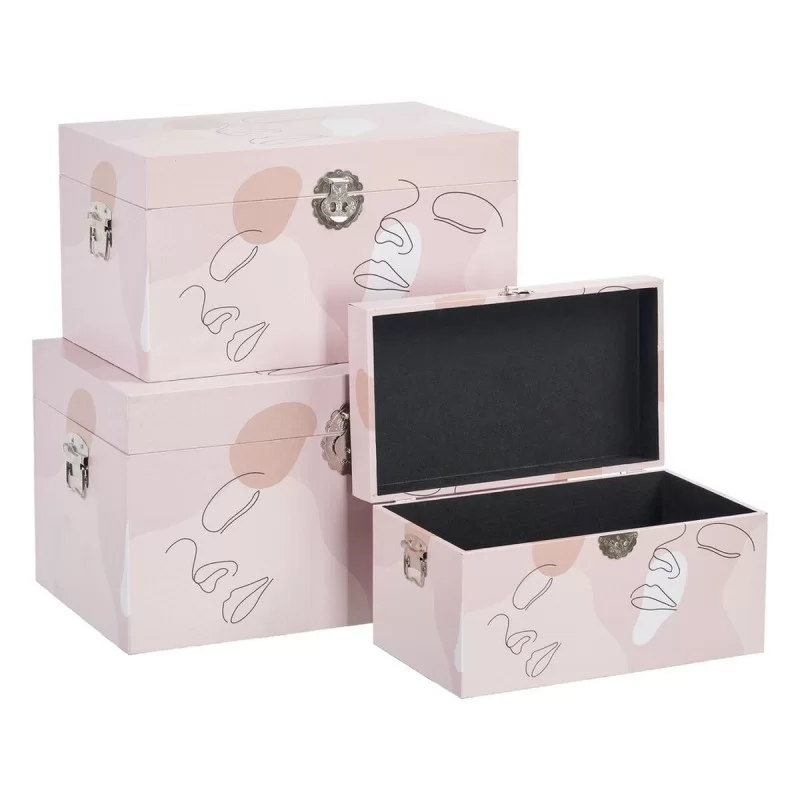 Set of Chests 65 x 38 x 35 cm Canvas DMF (3...