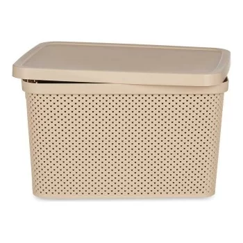 Storage Box with Lid Beige Plastic (28 x 22 x 39 cm) 2