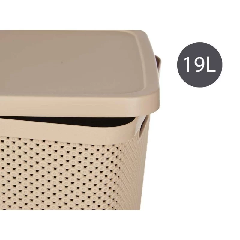 Storage Box with Lid Beige Plastic (28 x 22 x...