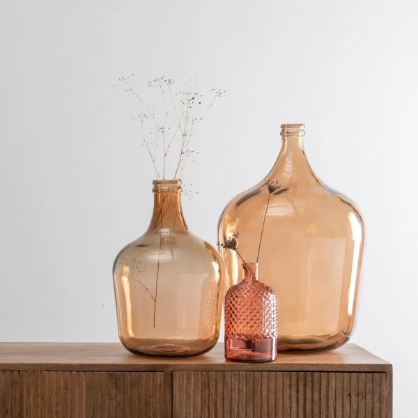 Decorative container recycled glass Caramel 27 x 27 x 42 cm