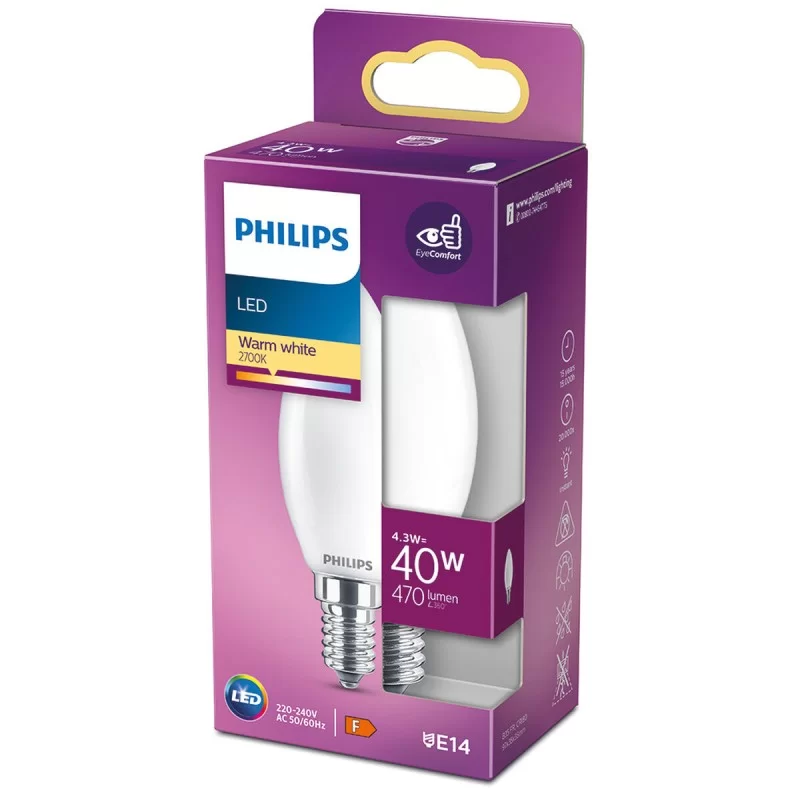 LED lamp Philips Candle F 4,3 W E14 470 lm 3,5...