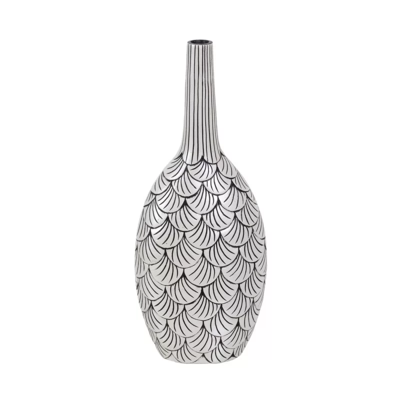 Vase White Black Polyresin 21,5 x 12 x 50 cm