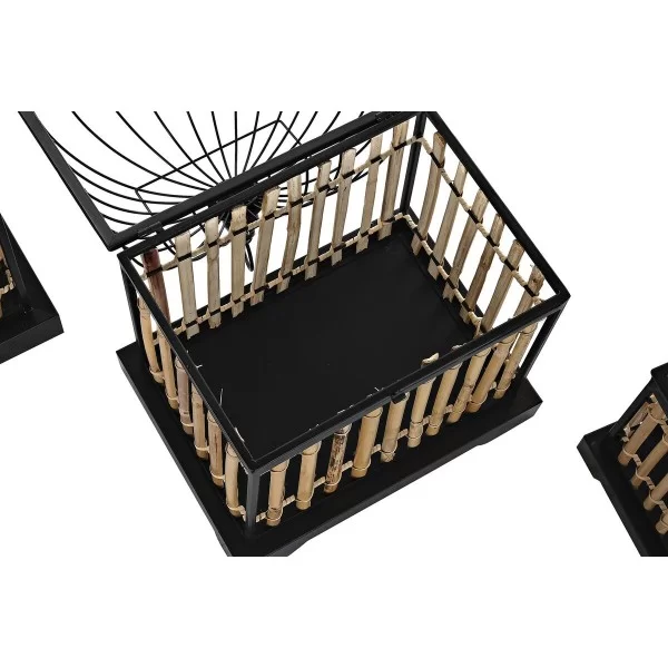 Decorative Figure DKD Home Decor Natural Black Metal Rattan (38,5 x 30 x 54 cm) (3 Pieces)