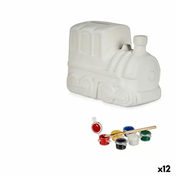 Paint Your Own Money Box Train 13,2 x 9,5 x 8,5 cm Ceramic (12 Units)