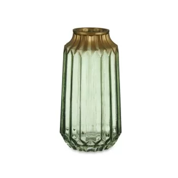 Vase Green Glass 13 x 23,5 x 13 cm (6 Units) 2