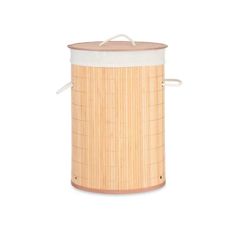 Laundry basket Natural Metal Bamboo MDF Wood 48...