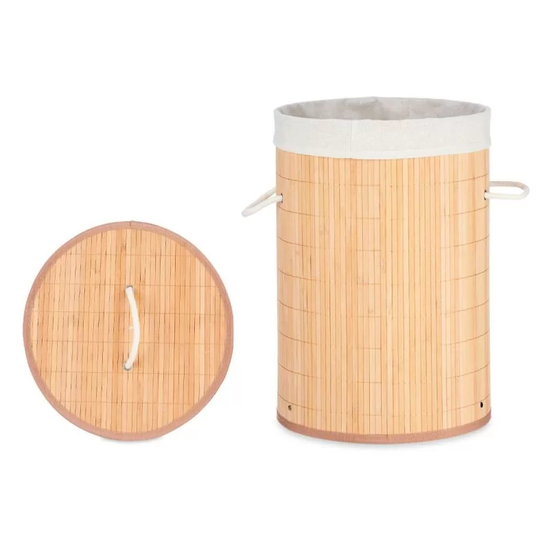 Laundry basket Natural Metal Bamboo MDF Wood 48...