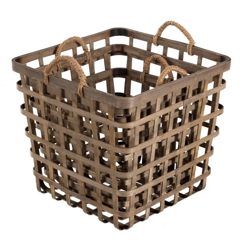 Set of Baskets 42 x 42 x 37 cm Natural Bamboo...