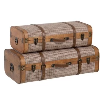 Set of Chests 80 x 41,5 x 25 cm Synthetic Fabric Wood...