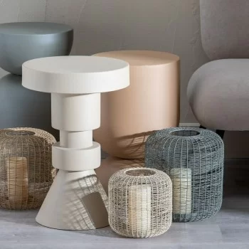 Lantern 19,5 x 19,5 x 18,5 cm Candleholder Cream Iron 2