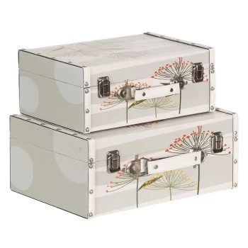 Set of Chests 34,5 x 24,5 x 14 cm Flowers Canvas DMF (2...
