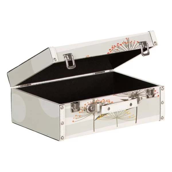 Set of Chests 34,5 x 24,5 x 14 cm Flowers Canvas DMF (2 Pieces)