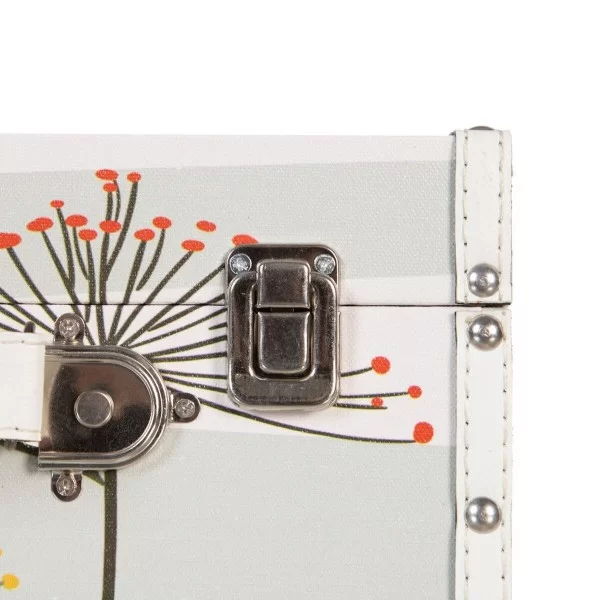 Set of Chests 34,5 x 24,5 x 14 cm Flowers Canvas DMF (2 Pieces)