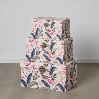 Set of Chests 65 x 38 x 35 cm Canvas DMF (3 Pieces) 2