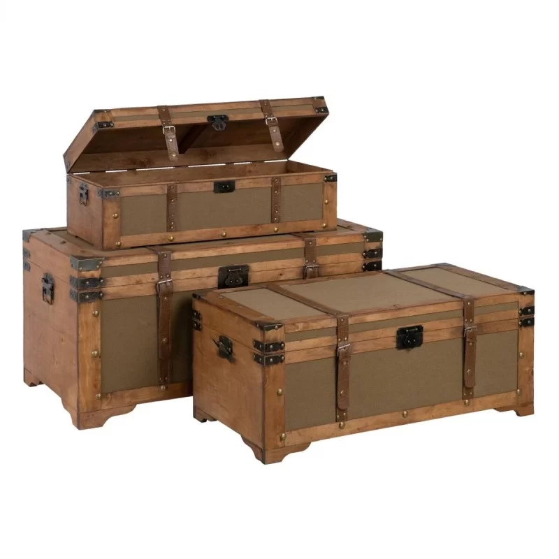 Set of Chests 90 x 47 x 45 cm Synthetic Fabric...