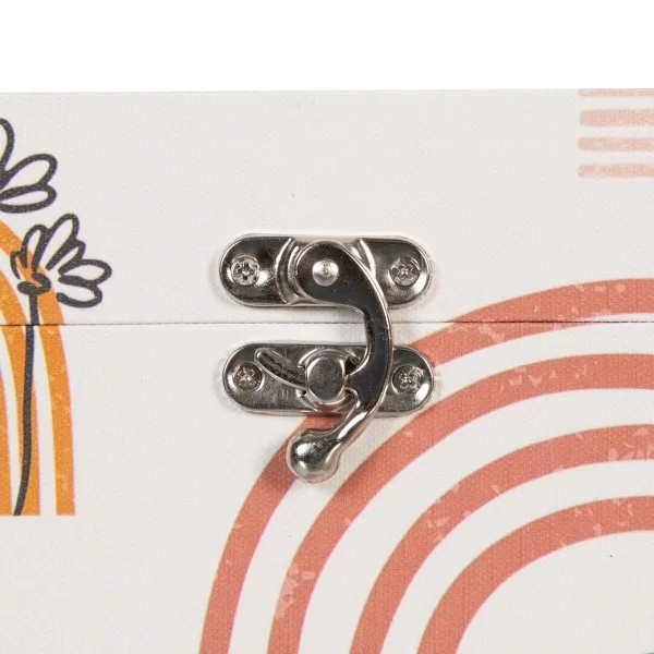 Set of Chests 30 x 18 x 15 cm Flowers Canvas DMF (2 Pieces)