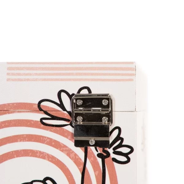 Set of Chests 30 x 18 x 15 cm Flowers Canvas DMF (2 Pieces)