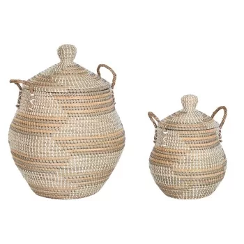 Basket set DKD Home Decor Multicolour Natural Seagrass...