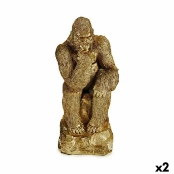 Decorative Figure Gorilla Golden 20,5 x 47 x 23,5 cm (2...