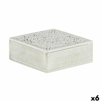 Decorative box White Wood 18 x 6,5 x 18 cm (6 Units)
