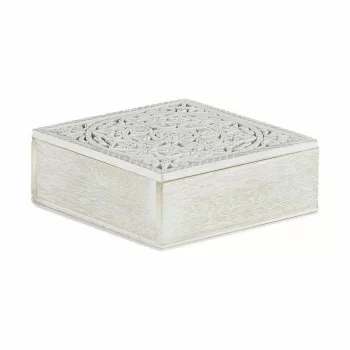 Decorative box White Wood 18 x 6,5 x 18 cm (6 Units) 2
