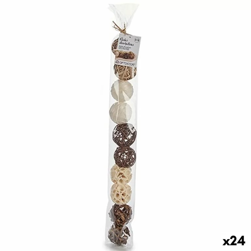 Decorative bauble Natural White Brown Black (24 Units)