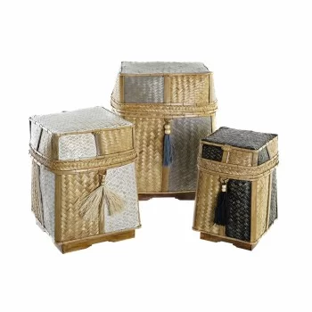 Basket set DKD Home Decor Natural 33 x 33 x 40 cm Bamboo...