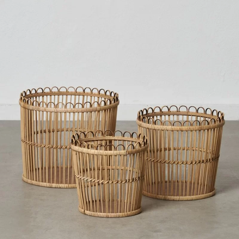 Set of Baskets 36 x 36 x 31 cm Natural Rattan...