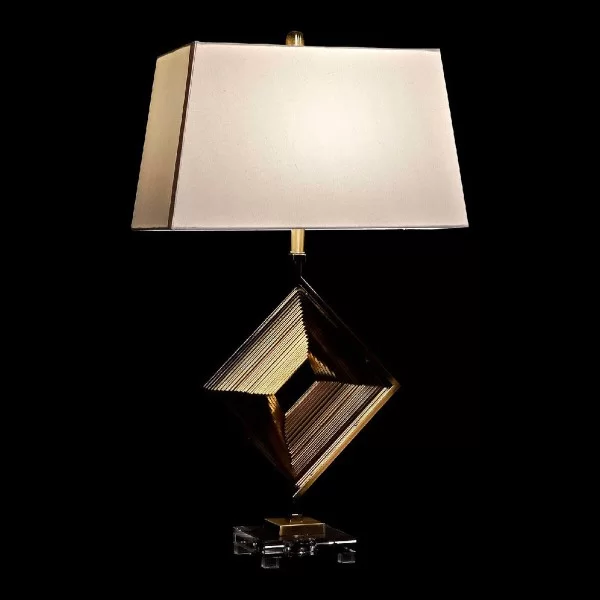 Desk lamp DKD Home Decor White Polyester Metal Crystal 220 V Golden 60 W (43 x 25 x 75 cm)