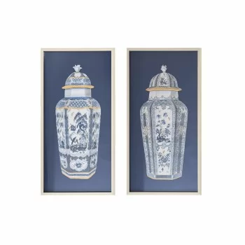 Painting DKD Home Decor 53,5 x 3 x 103,8 cm Vase Oriental...