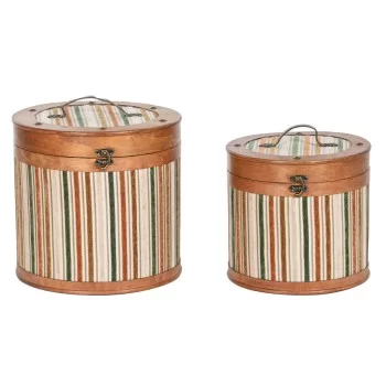 Set of decorative boxes Home ESPRIT Brown Multicolour...