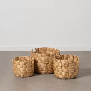 Set of Baskets Beige Natural Fibre 38 x 38 x 28 cm (3 Units) 2