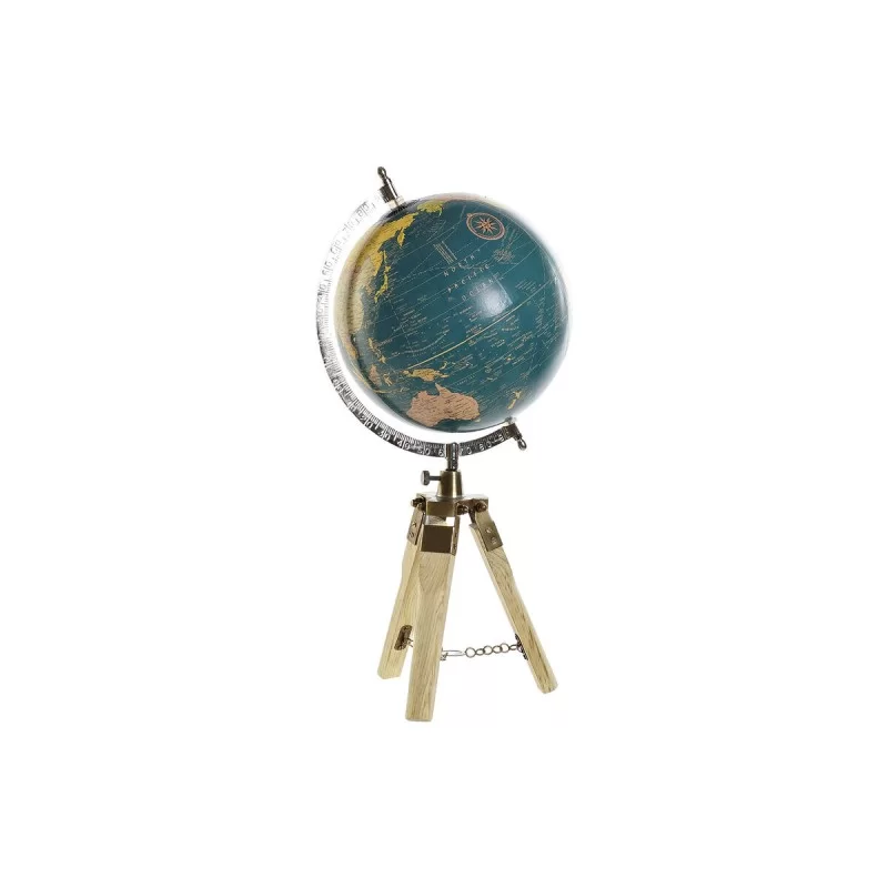 Globe DKD Home Decor Blue Metal Brown PVC Mango wood (22 x 20 x 50 cm)
