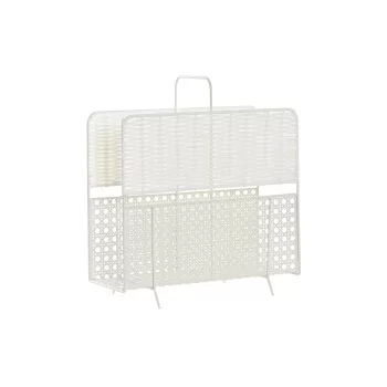 Magazine rack DKD Home Decor Natural Metal White wicker...