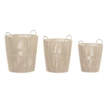 Basket set DKD Home Decor Beige Metal 42 x 42 x 51 cm