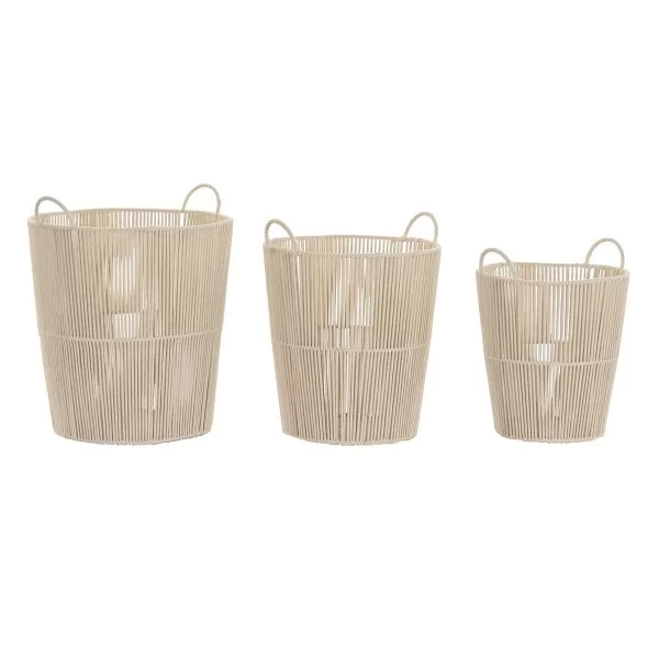 Basket set DKD Home Decor Beige Metal 42 x 42 x 51 cm