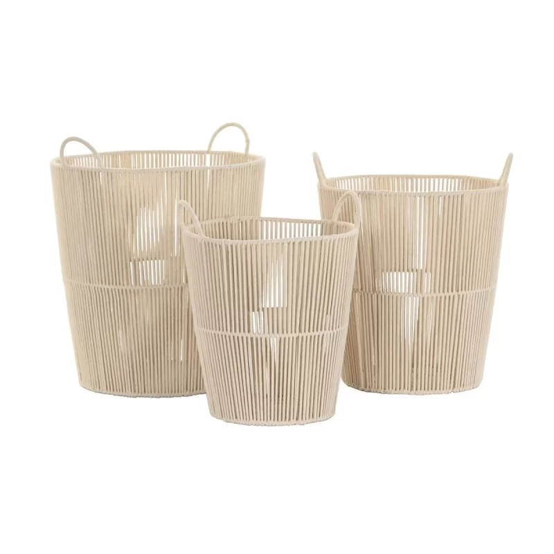 Basket set DKD Home Decor Beige Metal 42 x 42 x...